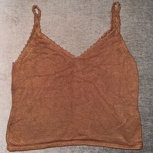 Brown Knit Linen Viscose Blend Reformation Tank Size Medium